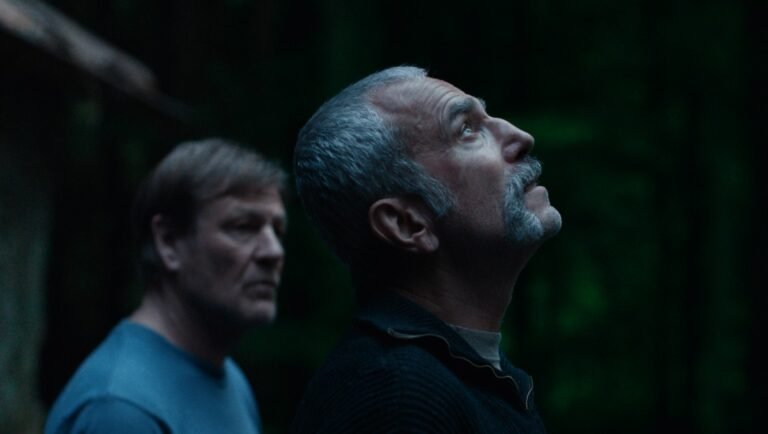 Anemone movie still. Two men look up. Ronan Day-Lewis film, NYFF '25 review.