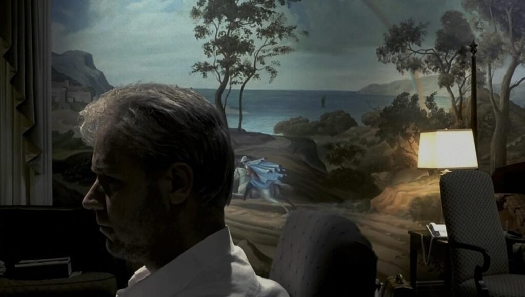 Wool Over Our Eyes: The Enduring Relevance of Michael Mann’s The Insider Insider Essay: Man in profile with a landscape mural. A knight on horseback is visible in the background.