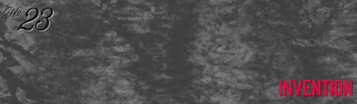 Invention No. 23 graphic design. Abstract gray textured background with "Invention" in red text. Auto Draft.