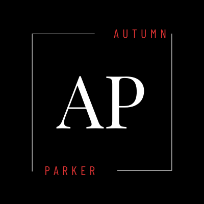 Autumn Parker brand logo. Elegant design with initials AP in white on black background, modern minimalist style.
