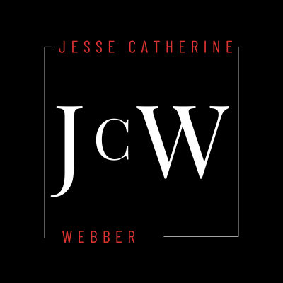 Jesse Catherine Webber JCW logo. Elegant branding with a modern, minimalist design on a black background.