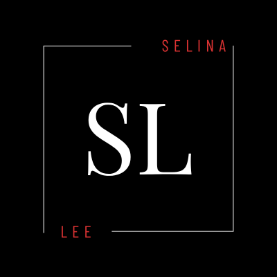 Selina Lee logo. Elegant SL monogram design with a modern, minimalist style on a black background.