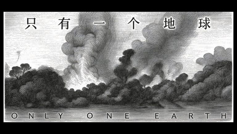 A Past We Must Work to Retrieve: Chen Jue & Jiu Ke’s Only One Earth Chen Jue & Jiu Ke's 'Only One Earth' artwork depicting environmental themes with forests and sky. SWYC-OOE.png