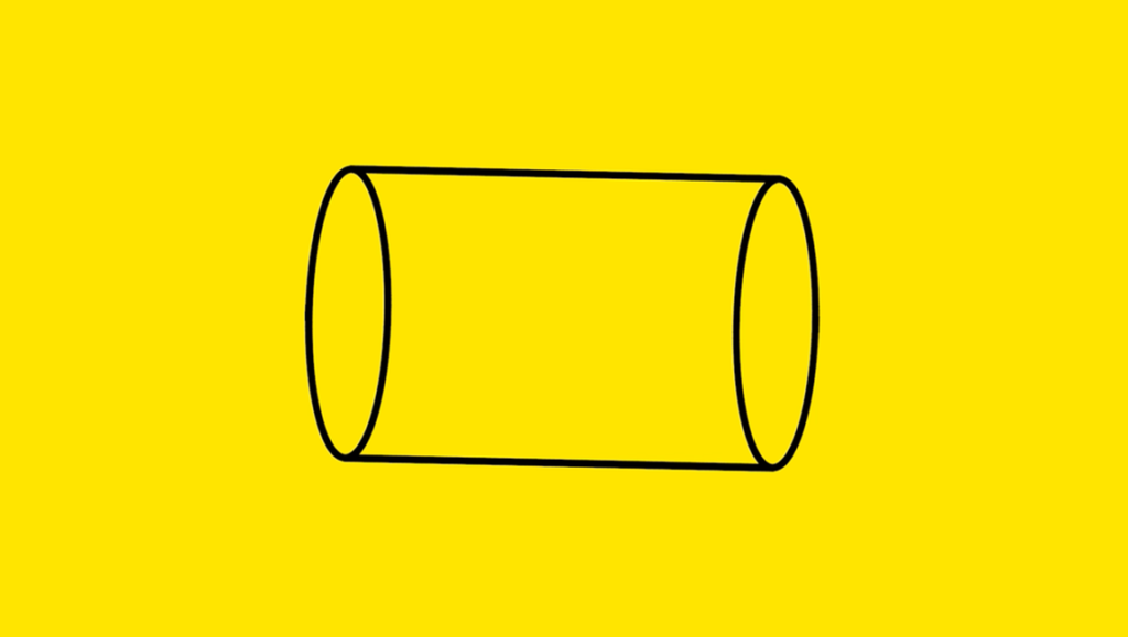 Anchor & Flow Festival image: Black outlined cylinder on a vibrant yellow background. Abstract art graphic for 2026 images event.